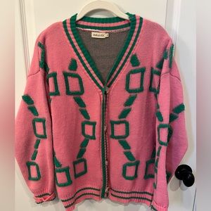 Pink and green cardigan. Only worn once.